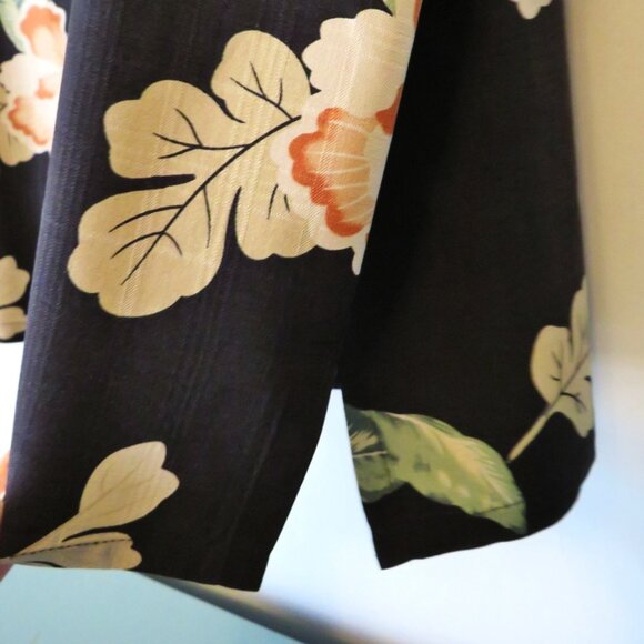 Island Republic 100% Silk Short Sleeve Button Down Hawaiian Black Floral Large - Picture 9 of 9